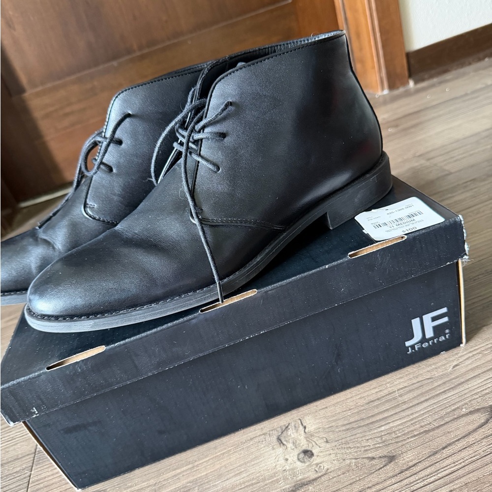 jf j.ferrar Men's Black Leather Shoes